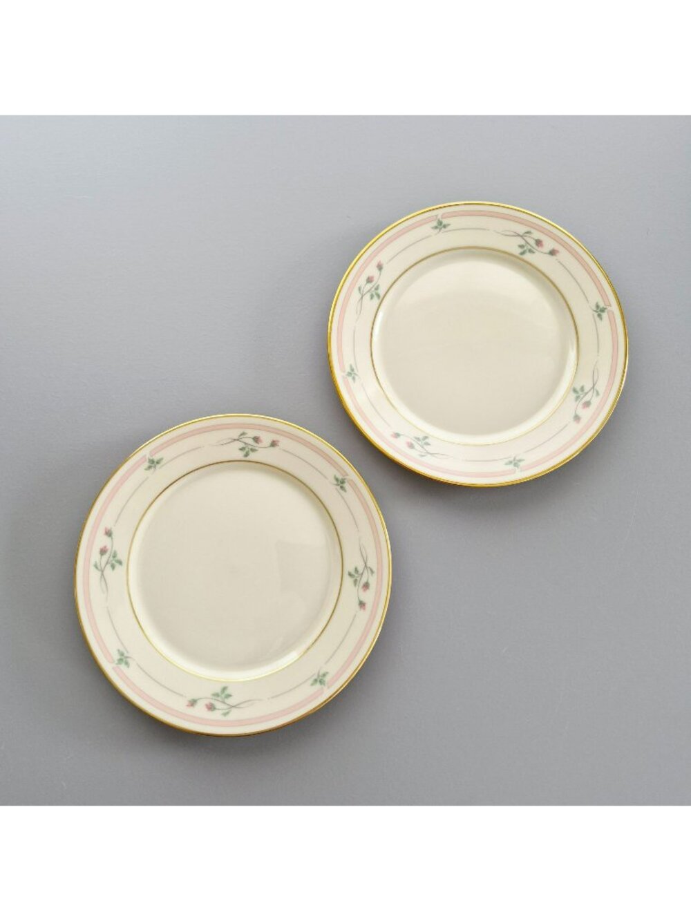 Vintage Lenox "Rose Manor Pink" Bread Plate Set of 2, Granny Chic, c1985-99 USA